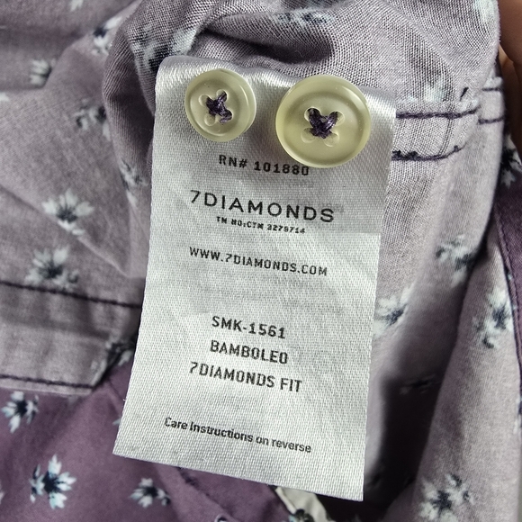 7DIAMONDS All Over Floral Print Short Sleeve Button Down Purple‎ Men Sz M Preppy - Picture 6 of 13